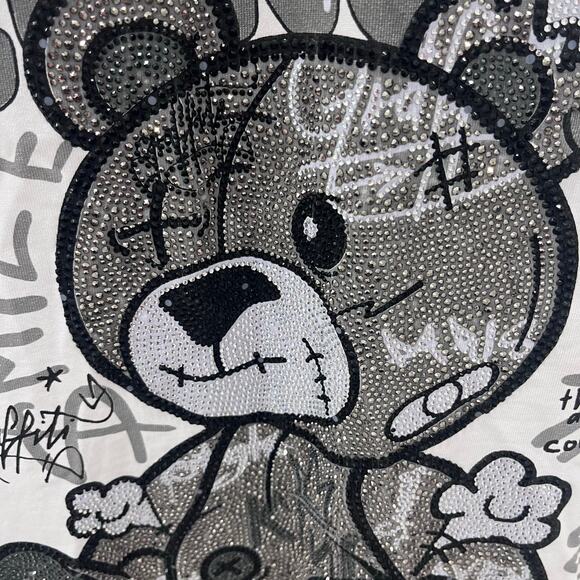 Avenue George V Paris King Bear Rhinestone Men's MD Graphic T-shirt Kaan Design - Picture 4 of 7